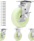 ✝️ Heavy Duty Caster Wheels 6 Inch - 4500 LBS, PP Plate Castor Set of 4 with Double Ball Bearings, Non-Marking Industrial Swivel Casters