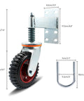 6 Inch Gate Caster With 360 Degree Rotation Spring Loaded Heavy Duty Fence Gate Wheels For Metal Tubes Includes Screws And Screwdriver Reinforced Ball Bearings For Smooth Movement On Grass Mud Gravel And Concrete. Metal gate wheel with spring mechanism, U-bolt, and mounting bracket.