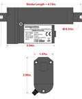 Diagram of 6 Inch Stroke 12V Linear Actuator With 225 Lbs Thrust, Includes Momentary Up Down DPDT Switch And Mounting Brackets For DIY Projects