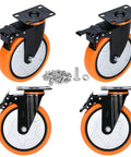 6 Inch Heavy Duty Caster Wheels Set Of 4 With Brakes And Locking 2800 Lbs Capacity Non Marking Polyurethane Rollers Absorb Shock