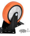 6 Inch Industrial Brake Caster Heavy Duty Wheel With 4000 Lb Load Capacity No Noise Polyurethane On Steel Hub with screws shown