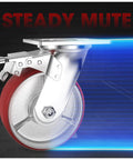 6 Inch Heavy Duty Locking Caster Wheels Set of 4, Swivel Plate Casters with Brake, No Noise Polyurethane on Steel Wheels