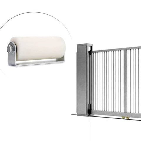 6" Slide Gate Guide Roller with Post Welded Bracket, UHMW Hard Nylon Sliding Rolling Gates Guider, Heavy Duty Sealed Ball Bearing Side Roller Assembly