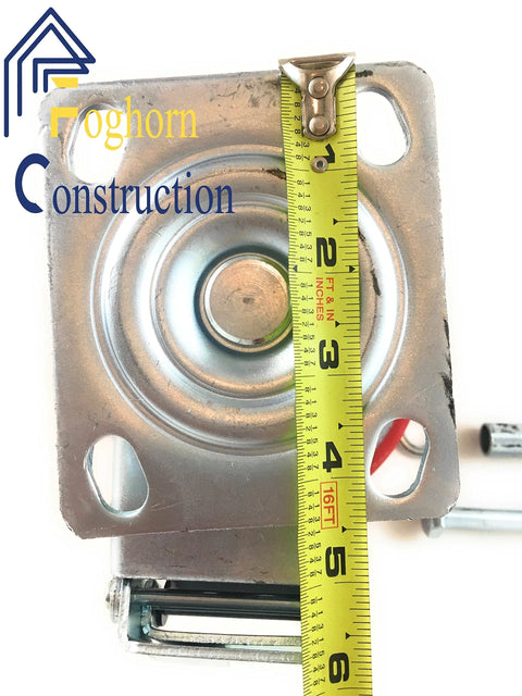 Industrial 6 Inch By 2 Inch Caster Set Of 4 With Two Fixed And Two Swivel Wheels Brakes Cast Iron Plate Heavy Duty 3500 Lb Capacity
