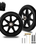 2Pcs 6 Inch Replacement Wheelchair Wheels for Walkers - Environmentally Friendly Rubber Material, with tools and gloves
