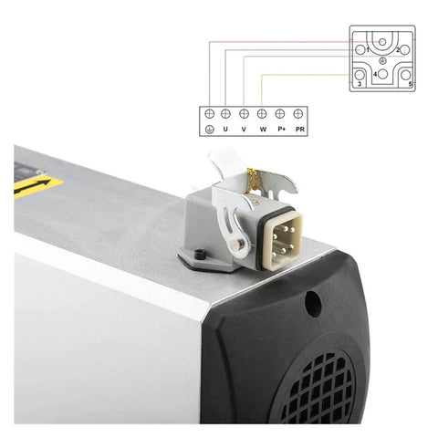 6kW ER32 Air Cooled CNC Spindle Motor For Router With Four Bearings, 220V 380V Mounting Flange, connector detail view