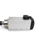 Side view of Square 6KW 380V ER32 Water Cooled Spindle Motor With Four Bearings for CNC routers and milling machines.