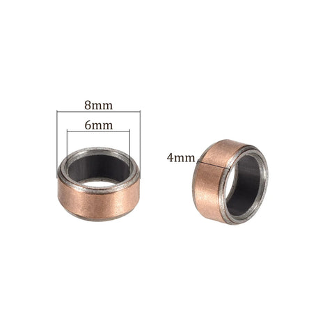 10 Pcs 6mm x 8mm x 4mm Sleeve Bearings Oilless Wrapped Bushings For Machine Shafts with bronze sintered composite coating