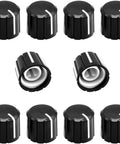 10 Pcs 6mm D Type Potentiometer Knobs For 6 Mm Shaft Dope Volume Tone Rotary Knobs For Encoder Electric Guitar Speaker DJ Controller Mixer Replacement Black 15x13.5mm