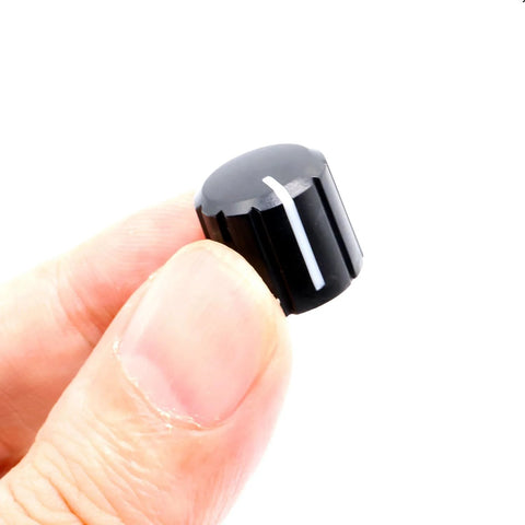 Close-up of black 10 Pcs 6mm D Type Potentiometer Knobs For 6 Mm Shaft Dope Volume Tone Rotary Knobs For Encoder Electric Guitar Speaker