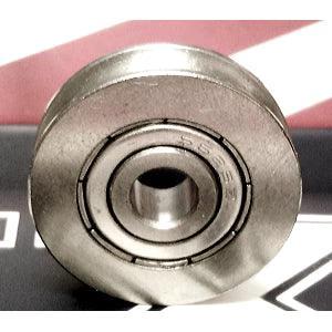 Front view of 6mm Bore Bearing - 25mm 440C Stainless Steel Pulley U-Groove Track Roller Bearing 6x25x7mm.
