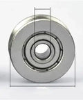 Front view of 6mm Bore x 25mm U-Groove Bearing Stainless Steel Pulley Track Roller showing dimensions.