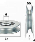 6mm Bore Bearing with 33mm Pulley V Groove Track Roller Bearing 6x33x8mm - VXB Ball Bearings