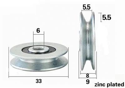 6mm Bore Bearing with 33mm Pulley V Groove Track Roller Bearing 6x33x8mm - VXB Ball Bearings