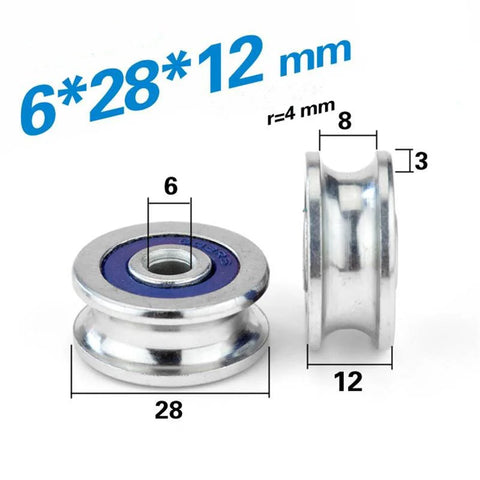 6mm Bore Sealed U Groove Track Roller Pulley Bearing 6x28x12mm - VXB Ball Bearings