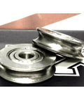 6mm Bore Bearing - 25mm 440C Stainless Steel Pulley U-Groove Track Roller Bearing 6x25x7mm front view