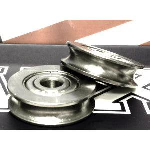 6mm Bore Bearing - 25mm 440C Stainless Steel Pulley U-Groove Track Roller Bearing 6x25x7mm front view