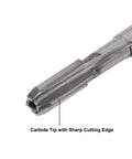Close-up of 6mm Chucking Reamer With High Speed Steel Carbide Tip For Lathe And Milling, showing sharp carbide tip and straight flutes