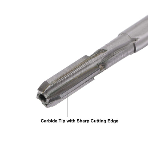 Close-up of 6mm Chucking Reamer With High Speed Steel Carbide Tip For Lathe And Milling, showing sharp carbide tip and straight flutes