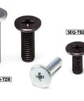 NBK-SEQ-M4-8-TBZ 6mm Cross Recessed Head Cap Screws - Extra Low Profile Pack of 50 shown in various sizes and materials.