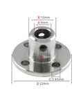 Close-up of 4 PCS 6mm Flange Shaft Coupling, Rigid Flange Coupling Motors Guide Shaft Support Coupler showing dimensions