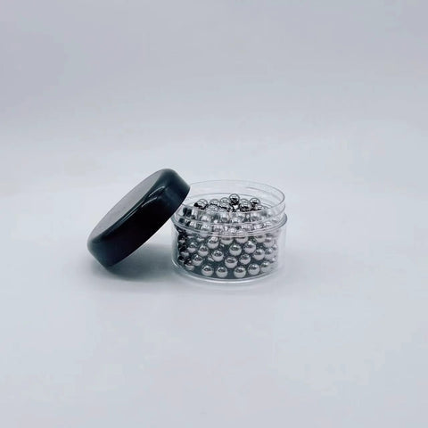 Clear container with Six Millimeter Stainless Steel Bearing Balls 304 Grade G100 Precision 200 Piece Set