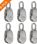 Image of 6 Pack M32 Stainless Steel Wire Rope Crane Pulley Block 551lbs Lifting Crane Swivel Hook Single Pulley Block Hanging
