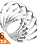 Pack Of 6 Adjustable 6 Inch Hose Clamps In 304 Stainless Steel With Worm Gear Mechanism Duct Clamps Covering 141mm To 165mm Range