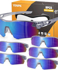 6 Pack ANSI Z87.1 UV Safety Glasses For Men And Women, Impact Resistant, Blue with polycarbonate lenses and packaging