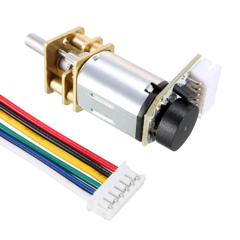 6V 1000RPM DC Gear Motor with Encoder Speed Velocity Measurement for Mini Car Balance Motor Encoder DIY, side view with wires