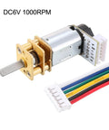 6V 1000RPM DC Gear Motor with Encoder Speed Velocity Measurement for Mini Car Balance Motor Encoder DIY, gold casing, wires visible