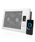 Front view of Boost Your Home HVAC Airflow With AIRTAP T6 6x10 Register Booster Fan For 6x10 Duct Openings with Bluetooth app display