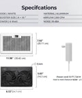 Quiet 6x10 Register Booster Fan For HVAC Vents With 10 Speeds Remote Control And Thermostat Control White BIOWIND dimensions chart