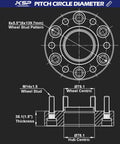 Technical diagram of 6x139.7 forged wheel spacers 1.5 inch thick with 78.1mm hub bore M14x1.5 studs for Silverado and more.