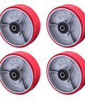 Six By Two Inch Heavy Duty Caster Wheels Set Of Four With Industrial Polyurethane Wheel And Galvanized Steel Yokes, high load capacity up to 5000 lb.