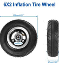 6x2 Inch Pneumatic Tire Wheel with Alloy Hub M8 Inflatable Air Wheel for Scooter Trolley Cart Hand Truck and Utility Equipment