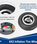 6x2 Inch Pneumatic Tire Wheel with Alloy Hub M8 Inflatable Air Wheel for Scooter Trolley Cart Hand Truck Utility Equipment