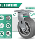 Heavy Duty Caster Wheels Set Of 4 6x2 Flat Tread Rubber Casters With Up To 2800 Lb Load Capacity, 2 Swivel And 2 Rigid, focus on swivel