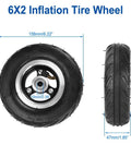 6x2 Inch Pneumatic Tire Wheel with Alloy Hub M10 Inflatable Air Wheel for Scooter Trolley Cart Hand Truck and Utility Equipment