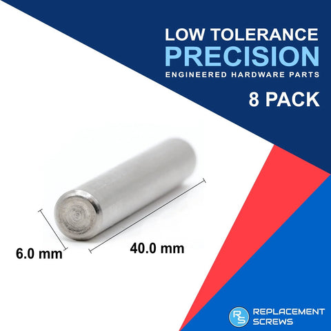 DIY Ready Replacement Dowel Pin for IKEA IVAR Bookcase Shelving System 6x40mm Plated Steel Pegs Part 101324, shown with dimensions