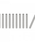 6mm X 50mm Stainless Shelf Pins 10 Pack With 304 Stainless Steel Dowel Pins For Strong Shelf Support, displayed in a row, silver tone