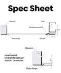 Spec sheet for BA-AHD 6x6 Metal Access Panel With Concealed Pin Hinge detailing installation and hinge design for non-rated drywall ceilings.