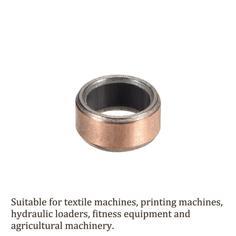 10 Pcs 6mm x 8mm x 4mm Sleeve Bearings Oilless Wrapped Bushings For Machine Shafts Carbon Steel Base Bronze Composite Coating