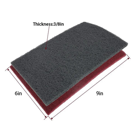 6x9 Automotive Scuff Pads 8 Pack Wet Dry Reusable For Paint Prep And Sanding showing dimensions and thickness