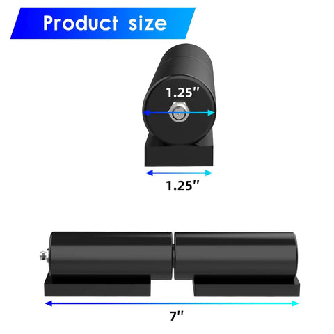 Heavy Duty Gate Hinges 7 Inches- 2 Pack Weld On Install Black Iron Barrel Hinge 900lbs Capacity product size diagram