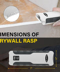 7 Inch Drywall Rasp With BiDirectional Teeth And In Handle Dust Collection shown during sheetrock trimming
