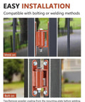 7 Inch Heavy Duty Gate Hinge Bolt On Or Weld On Gate Hinge 2 Pack Dual Installation Options shown installed on gate