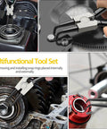 7 inch snap ring pliers set 4 pcs internal & external straight and bent jaw shown in automotive and mechanical applications