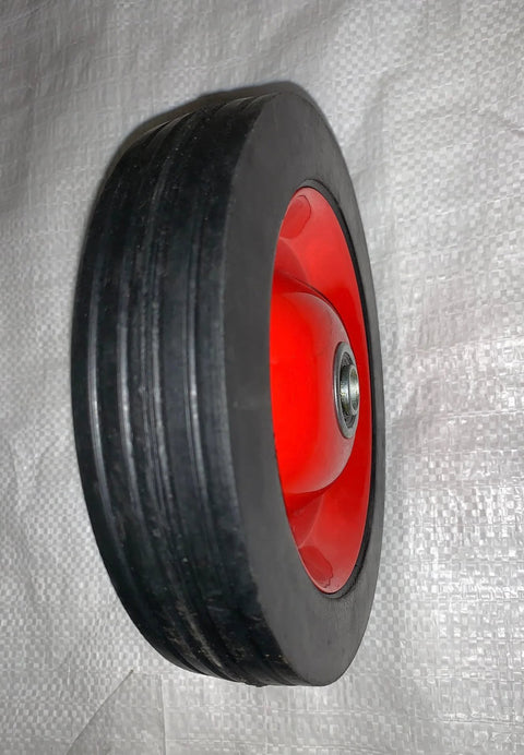 7 Inch By 1.5 Inch Steel Ball Bearing Wheel For Power Trim Edger Replacement OEM Part 332, side view with red hub