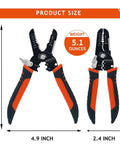 Five In One Wire Stripper Tool For 10 To 20 AWG Electrical Wire, Seven Inch Multifunctional Electrician Cable Stripper with size details